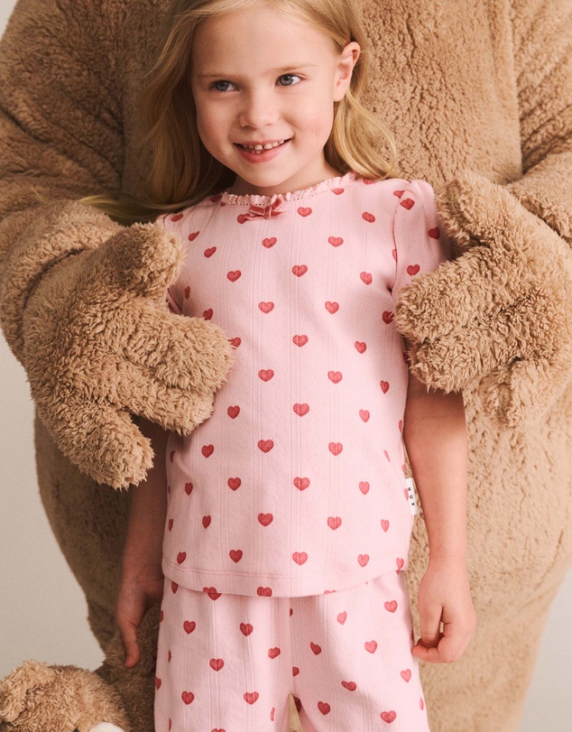 Huxbaby - I Heart You Pointelle Puff Sleeve Pyjamas - Babies-Teens