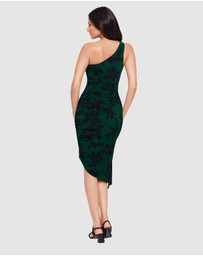 Miraclesuit Shapewear - Petalos Print Jeni Midi One Shoulder Asymmetric Shaping Dress