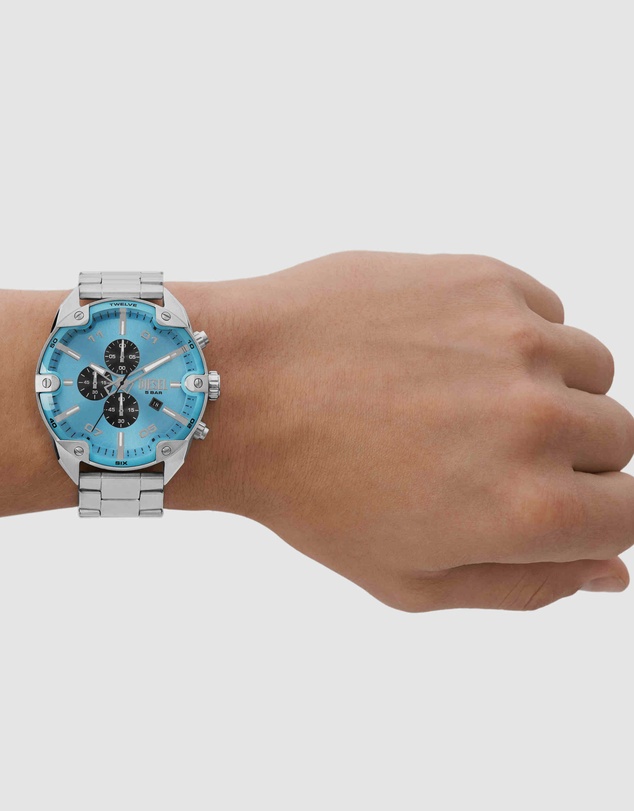 Diesel - Spiked Silver Tone Chronograph Watch