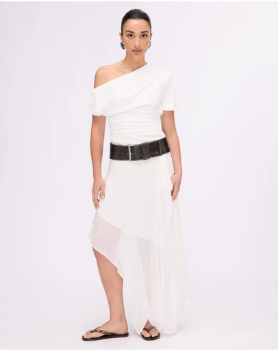 Minima Esenciales - Hayley Off Shoulder Jersey Ruched Top