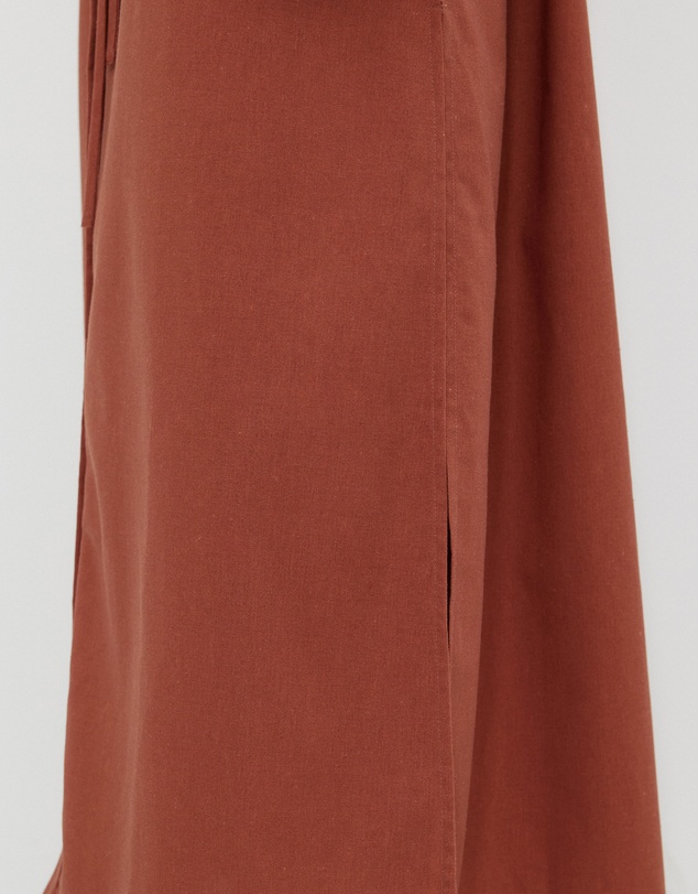 Calli - Linen Blend Seamed Midi Dress