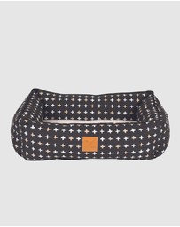 Mog & Bone - Bolster Dog Bed  - Black Metallic Cross Print