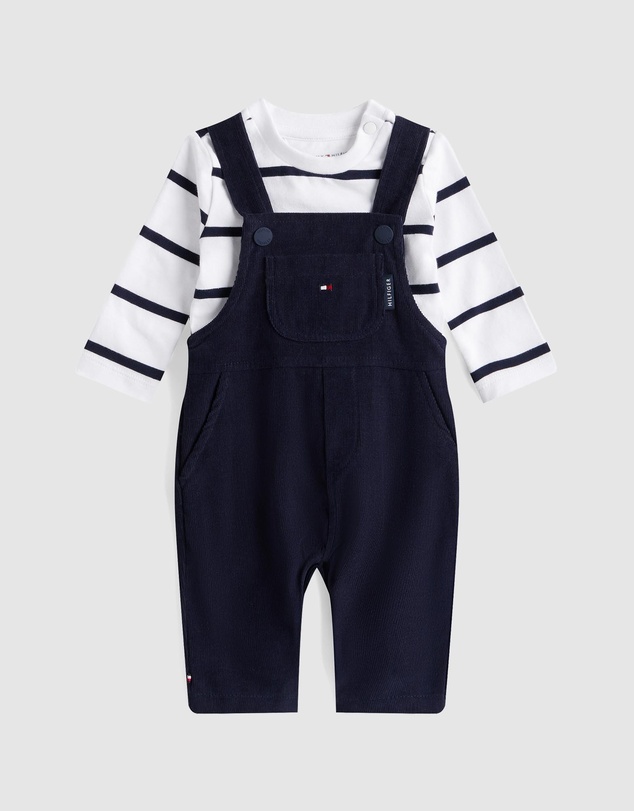 Tommy Hilfiger - Corduroy Dungarees & Long Sleeve Top Set - Babies