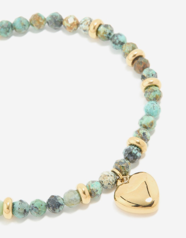 Lovisa - Waterproof Gold Plated Stainless Steel Aqua Semi Precious Stone Chunky Heart Bracelet
