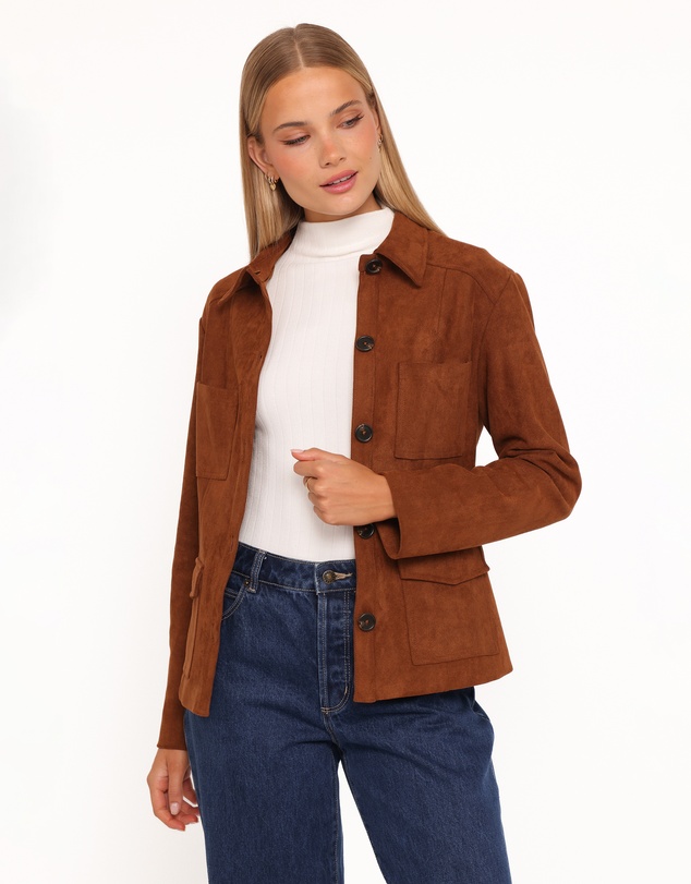 Petal & Pup - Mahlee Faux Suede Shacket - Copper Tan