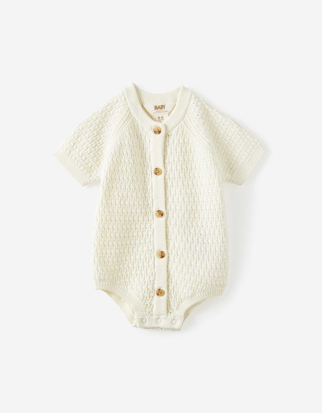 Cotton On Kids - Baby Organic Raglan Knit Bubbysuit