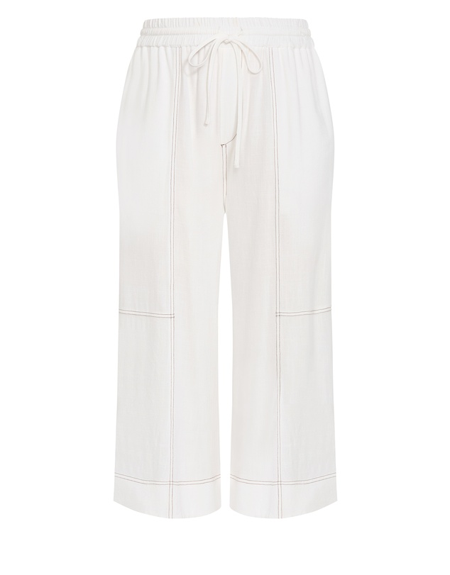 City Chic - Plus size Tia Stitch Detail Crop Pant - ivory