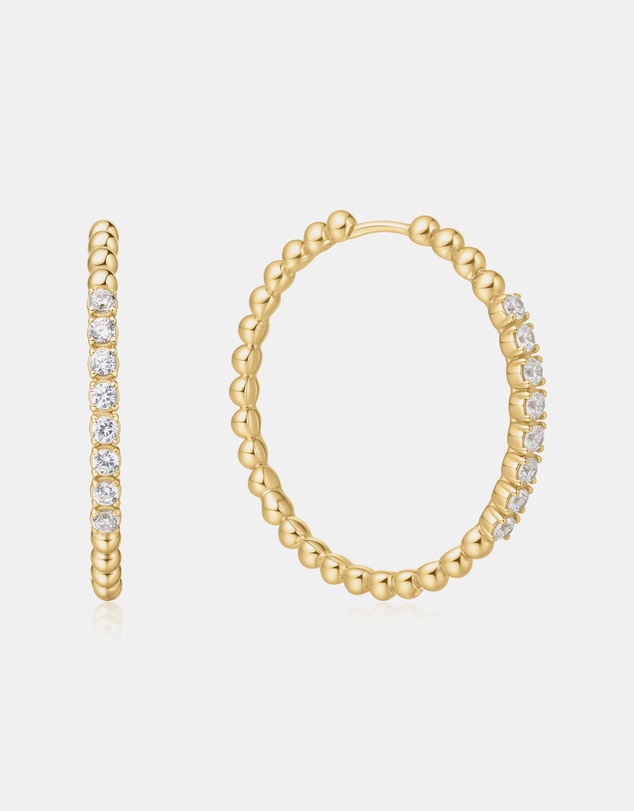 Ania Haie - Ania Haie Gold Large Claw Sphere Beaded Hoop Earrings