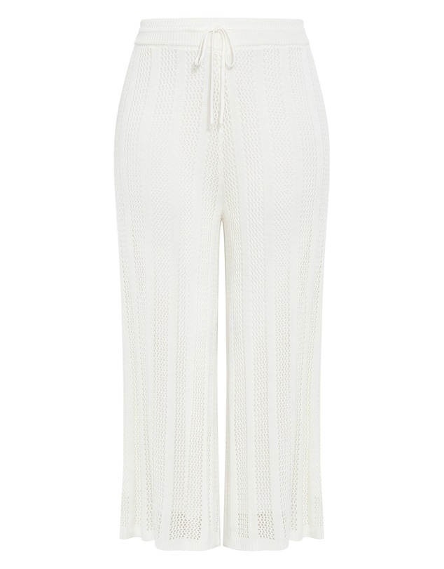 City Chic - Plus size Crochet Wide Leg Pant - creme