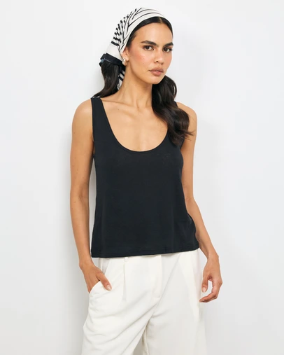 AERE - Linen Blend Scoop Tank