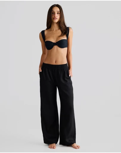 Vacay Swimwear - Black Linen Pants