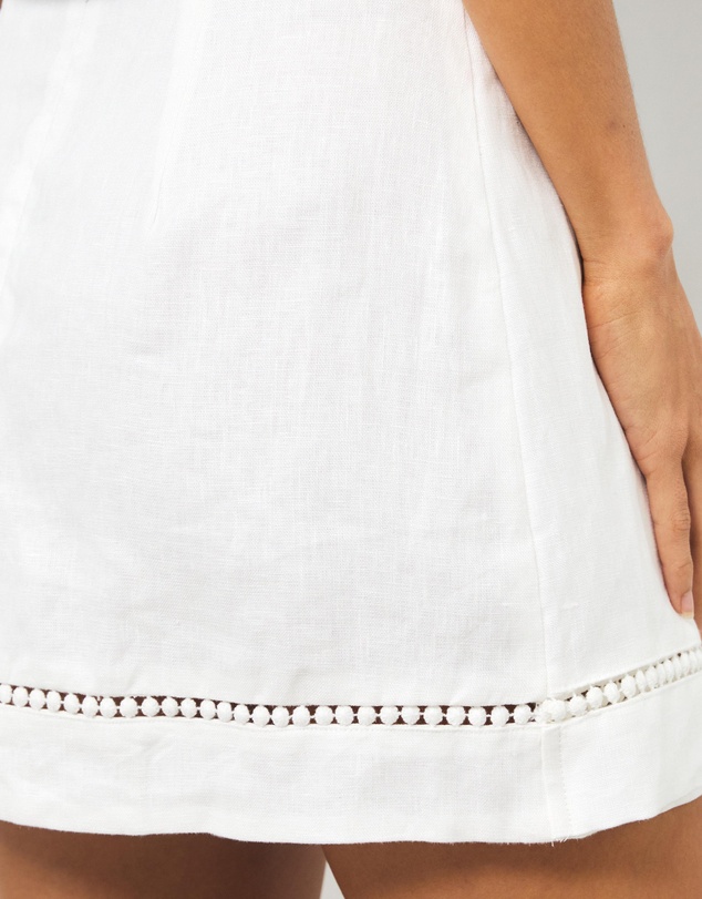 AERE - Poppy Trim Detail Linen Wrap Mini Skirt