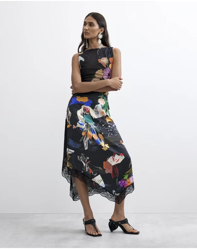 Desigual - Midi skirt collage
