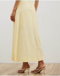 Atmos&Here - Stephanie Linen Blend Wrap Front Midi Dress