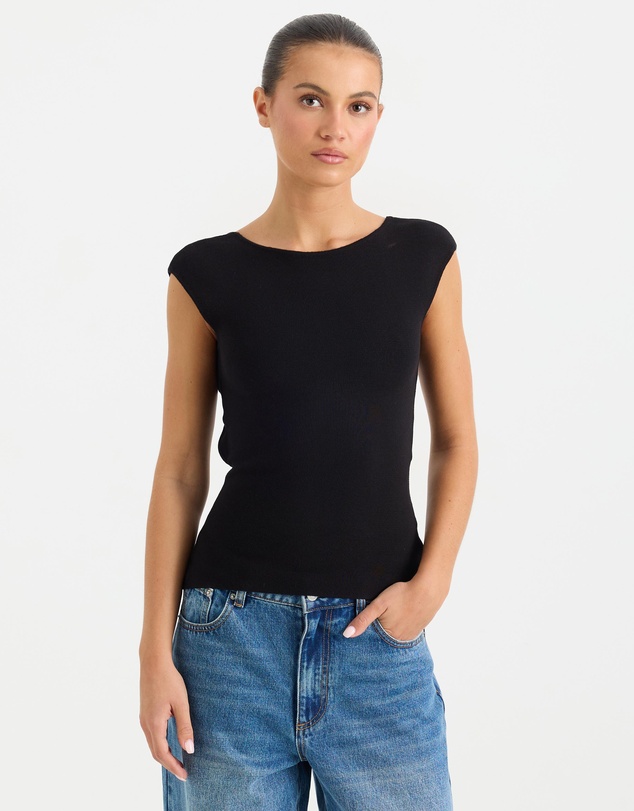 Calli - Phonix Boat Neck Compact Knit Top