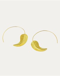 Ottoman Hands - Gold Feather Pull Through Hoop Earrings