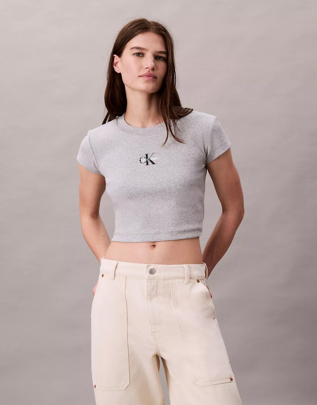 Calvin Klein Jeans - Monogram Logo Ribbed Baby Tee