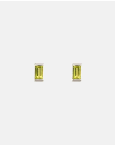 Kirstin Ash - Baguette Birthstone Studs August - Peridot
