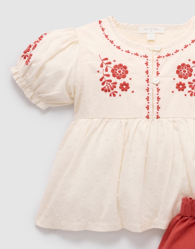 Purebaby - Embroidered Set -Kids-Babies