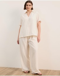 Atmos&Here Curvy - Josie Linen Blend Short Sleeve Shirt