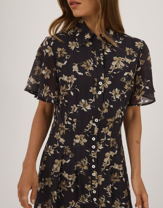 Atmos&Here - Kate Pin Tuck Detail Midi Shirt Dress