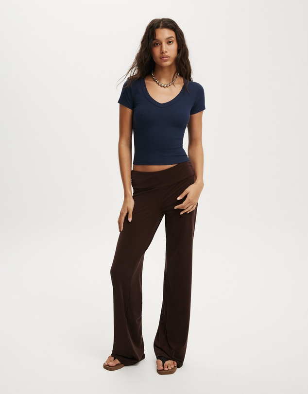 Cotton On - Goldie Rib V Neck Short Sleeve