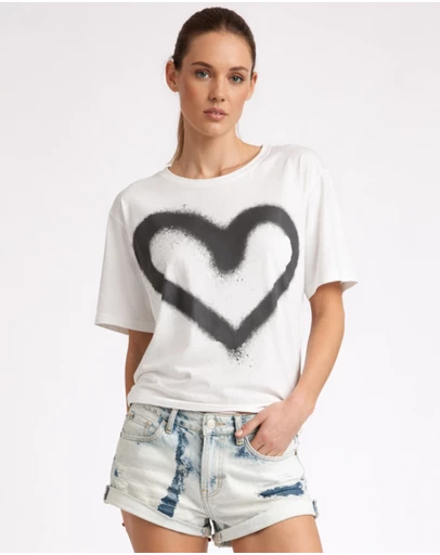 ONE TEASPOON - Heart White Kobe Tee - White