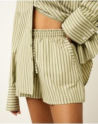 Dazie - Nina Stripe Double Waist Band Shorts