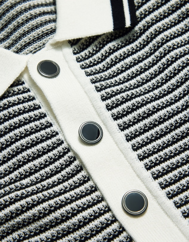 Calibre - Textured Stripe Knit Polo Grey