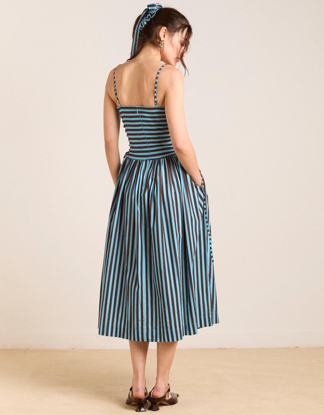 Damson Madder - Angelina Midi Dress With Lace Up