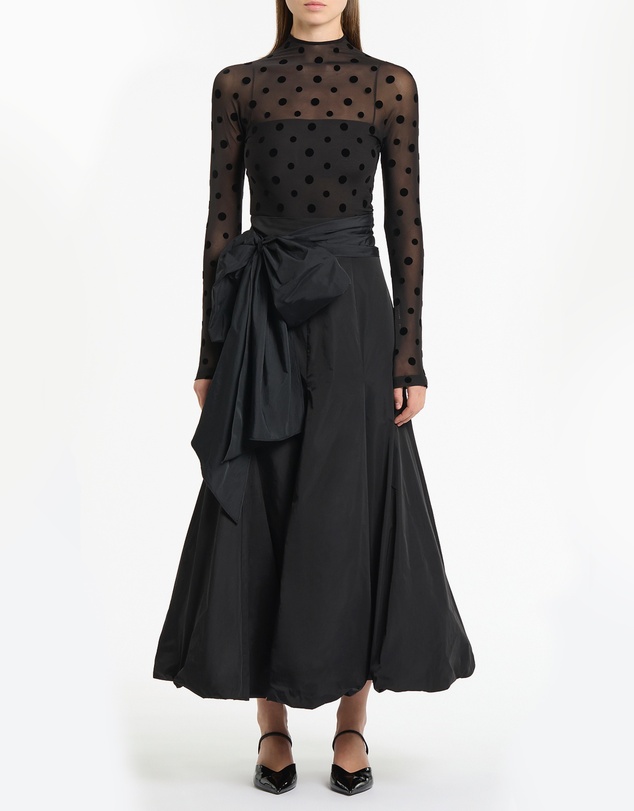 Carla Zampatti - Black Mesh Spot Long Sleeve Top