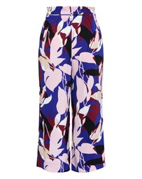City Chic - Plus size Wild Fern Print Wide Leg Pant - cobalt blue