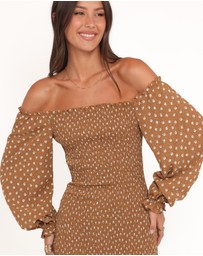 Petal & Pup - Sara Midi Dress - Brown Floral