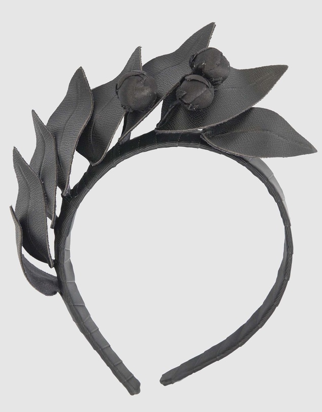 Max Alexander - Black Leather Flowers Headband