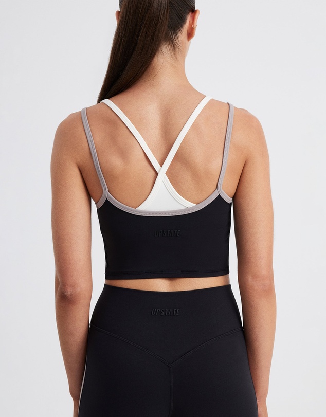 Upstate - Air Sculpt Strappy Layered Tank - Black