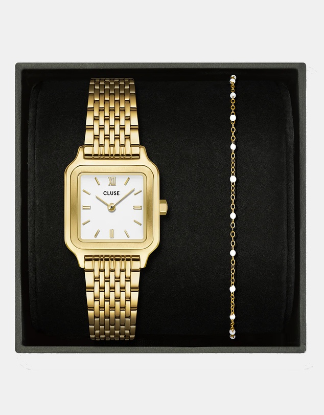 Cluse - Gracieuse Petite Gold Link & White Epoxy Bracelet Gift Set