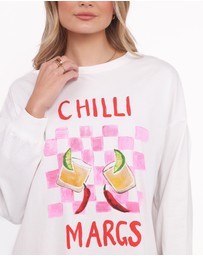 Petal & Pup - Meredith Graphic Tee Pant Set - White Pink
