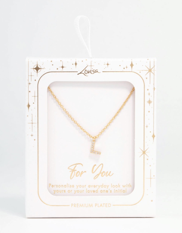 Lovisa - Gold Plated Cubic Zirconia Letter L Necklace