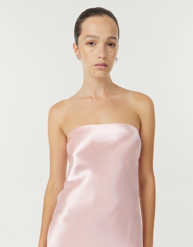 Third Form - Satin Tie Back Strapless Midi Dress