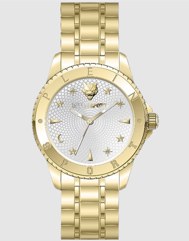 Plein Sport - PLEIN GLAM 40mm White Silver Dial and Gold-tone bracelet