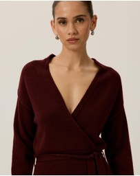 Tussah - Ella Knitted Wrap Front Long Sleeve Midi Dress