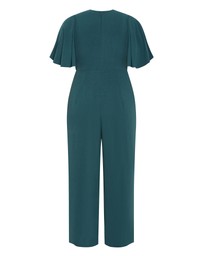 City Chic - Braelynn V Neck Jumpsuit - emerald