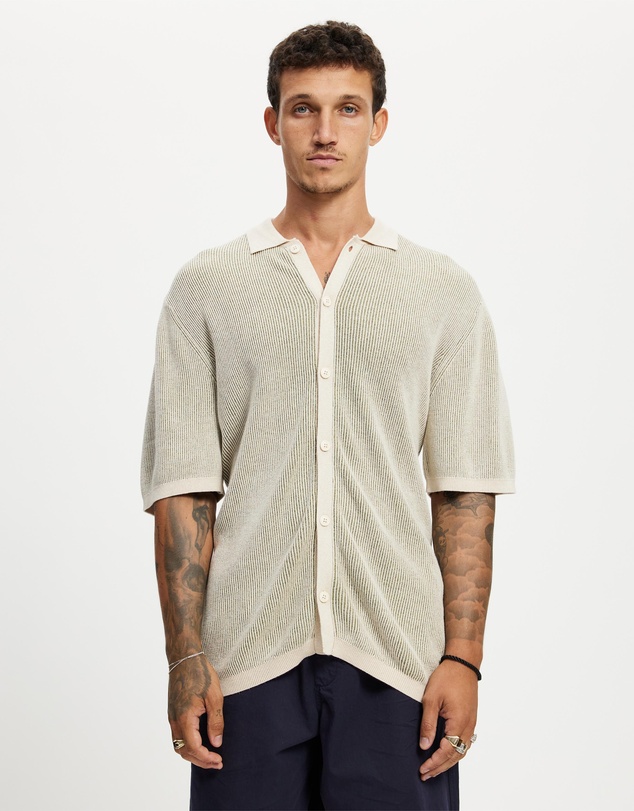 Rhythm - Hi Lo Knit Button Up Shirt