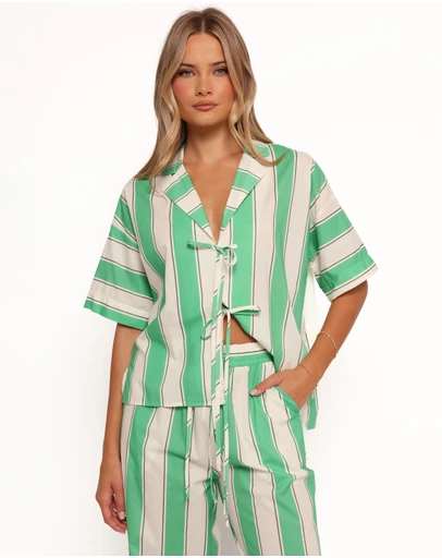 Petal & Pup - Shailene Top - Green Stripe
