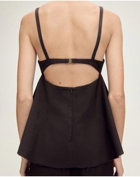 M.N.G - Blues Open Back Ruffle Top