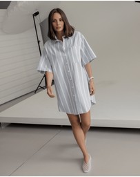 ALEXANDRA - Apex Dress Chambray Sage Stripe