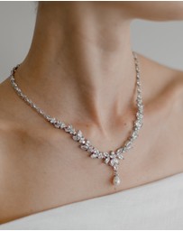The White Collection - Courtney Pearl - Classic Silver Pearl Bridal Necklace