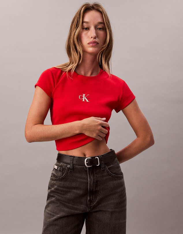 Calvin Klein Jeans - Monogram Logo Ribbed Baby Tee