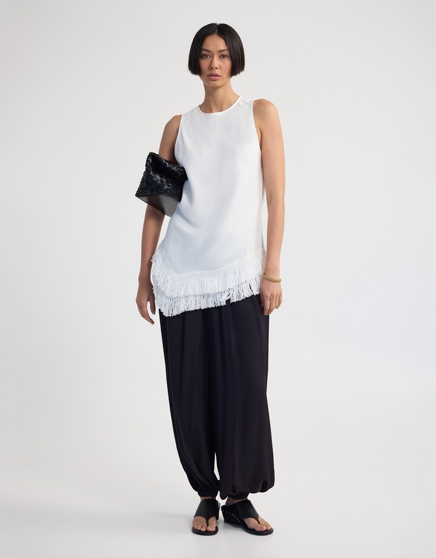 Oxford - Eloise Fringe Trim Linen Blend Top
