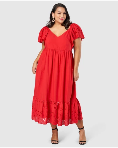 Pink Dusk by Curve Project - Girlz Broderie Maxi Dress